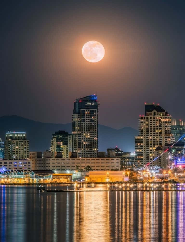 Full Moon over the Marina, San Diego, California widescreen wallpaper | Wide ...